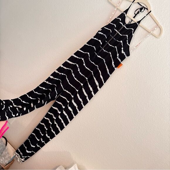 RAGA Striped Black and White Jumpsuit Flowy Wide Leg Small - Picture 4 of 7